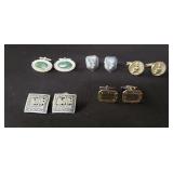 Group of five pairs of sterling silver cufflinks