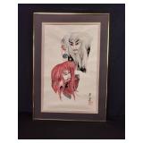Vintage Signed Asian watercolor