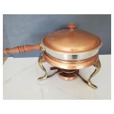 Vintage copper and brass chafing dish with burner.