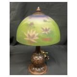 Vintage reverse painted glass boudoir lamp