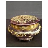 Lidded Moser Bohemian amethyst glass box with