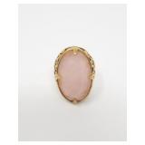 Rose quartz bronze statement ring by barse