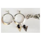 3 pairs of sterling silver earrings