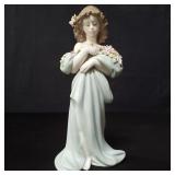 Lladro porcelain figurine, girl with flowers