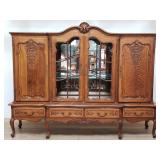 Vintage 2-piece carved tiger oak mirrored back