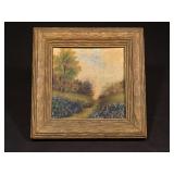Antique miniature landscape oil painting