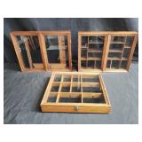 Group of wood shadow boxes, as is