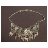 Silver bib necklace