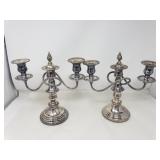 Pair of silver plated candelabra