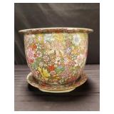 Chinese porcelain planter with saucer