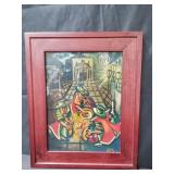 Signed Betó mixed media decou page art