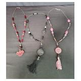 Beaded necklaces with composite Asian medallions