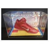 Signed Blake Griffin Nike shoe in acrylic case