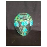 Blue iris with green stems art glass paperweight