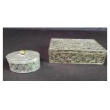 Silver plate and tin trinket and jewelry box