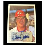 Pete Rose signed card on sticker