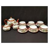 Hand painted Asian tea set