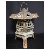 Antique Japanese iron hanging lantern