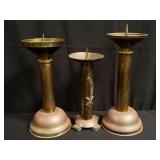 Group of vintage brass candle sticks
