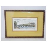 Pencil signed hand colored etching