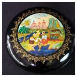 Signed hand painted Russian lacquer trinket box