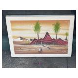 Sand painting with glued sand