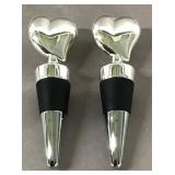 Pair of new vintage chromed metal wine