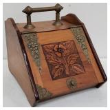 Vintage coal scuttle with brass accents
