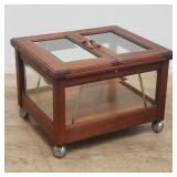 Mid-century teak and beveled glass display