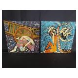 Pair of mixed media lacquered plaques