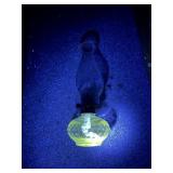 Vintage uranium glass oil lamp
