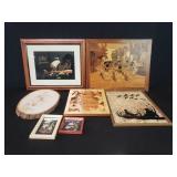 Group of fiber and wood wall decoration