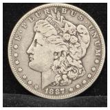 1887 Morgan Silver Dollar Coin.