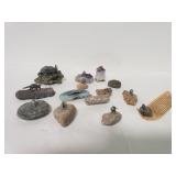 Group of rock specimens with armadillo figurines