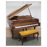 Kimball oak baby grand piano with bench