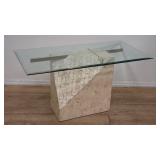 Post modern faux travertine base with beveled