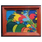 Signed Leon mixed media plaque