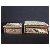 Pair of handmade Egyptian beechwood and mother o