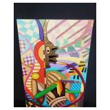 Signed G. Houser mixed media painting on canvas