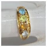 14 k gold ring with semi-precious stones