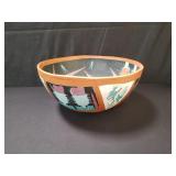 Signed Native American style pottery bowl
