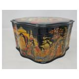 Signed Russian hand painted lacquered box