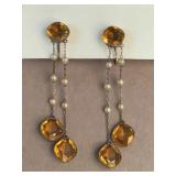 Antique gold, sterling, citrine & seed pearl