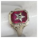 10 k white gold and ruby star ring