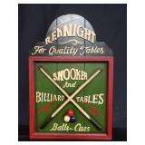 Hand painted wood billiards sign