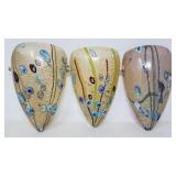 Group of three Murano style art glass sconces