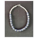Silver and lapis choker necklace