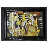 Cubist mixed media plaque
