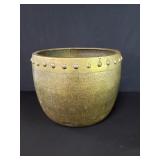 Vintage hand hammered brass jardiniere