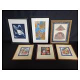 Group of acrylic and pastels